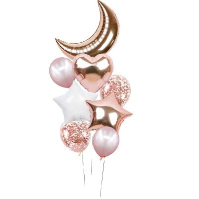 China Hot Sale Rose Gold Party Moon Foil Balloon Set Party Decoration Balloon New for sale