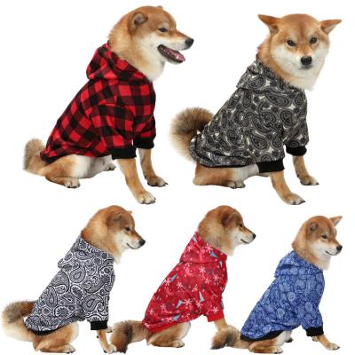 China Cozy Christmas Winter Dog Clothes Plaid Pet Viable Hooded Sweater Large Dog Clothes for sale