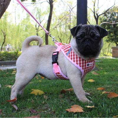 China Fashion Personalized Designer Reversible Reflective Strap Soft Mesh Dog Leash Harness Set for sale