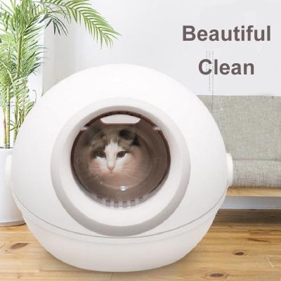 China Stocked 2022 new latest all in one enclosed safe and friendly design pet trash can space capsule automatic trash can for sale