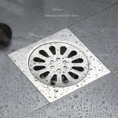 China Factory Price 304 Stainless Steel Bathroom Floor Drain Modern Square Shower Floor Drain 100mm*100mm for sale