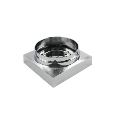 China Modern Filigree Brass Chrome Plated Invisible Square Floor Drain Bathroom Accessory for sale