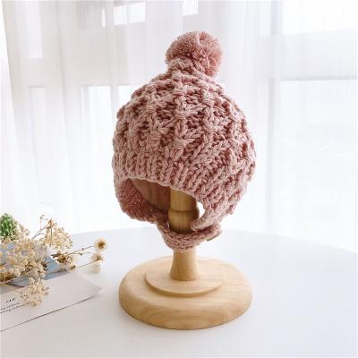 China Autumn Winter Plush Lning Plush Children's Wool Earmuffs Keep Warm Thick Baby Beanie Hat for sale