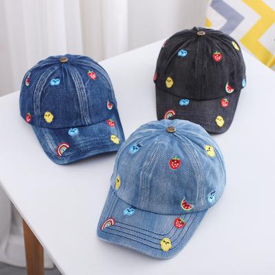 China Korean Dobby Children's Cowboy Baseball Cap Boys and Girls Hats Fruit Embroidery Hat for sale