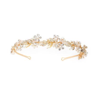 China Luxury Rhinestone+Alloy+Crystal+Pearl Wedding Bride Headband Hair Accessories Candy Enamel Crystal Headband Feast Photo Studio Gift Birthday For Women Girls for sale