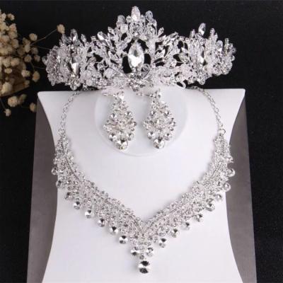 China Alloy+Rhinestone Tiara Necklace Earring Wedding Bride Sets Soft Luxury Hair Accessories Headband For Women Girl Feast Photo Studio Birthday for sale