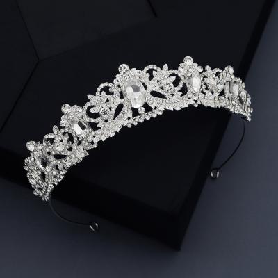 China Rhinestone+Alloy Rhinestone Half Round Tiara Crown Baroque Hairband Wedding Bridal Hair Accessories Luxury Headband For Women Girl Feast for sale