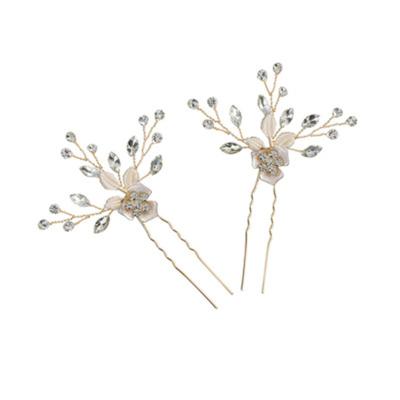 China Luxury Rhinestone+Alloy Rose Leaf Hair Comb Wedding Bridal Hair Accessories Rhinestone for Baroque Women Girl Headwear Feast Party Photo Studio for sale