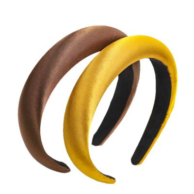 China Simple Silk+Sponge Headband hair tali rambut hair bundle solid color silk fabric sponge headband for women girl fashion Hair Accessori wholesale for sale