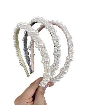 China Vintage Wedding Thin Luxury Hair Accessories Fashion Thin Luxury Hair Accessories Korean Baroque Bridal Headband Pearl Headband Bride For Women Girls Gift for sale