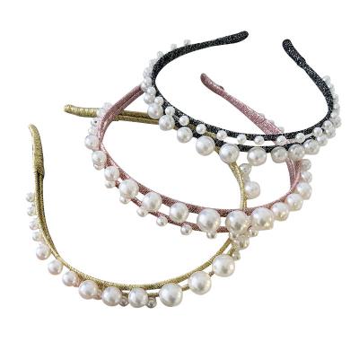 China Vintage Fashion Headband Fascia Wedding Korean Baroque Bridal Headband Pearl Headband Capelli Thin Luxury Hair Accessories For Women for sale