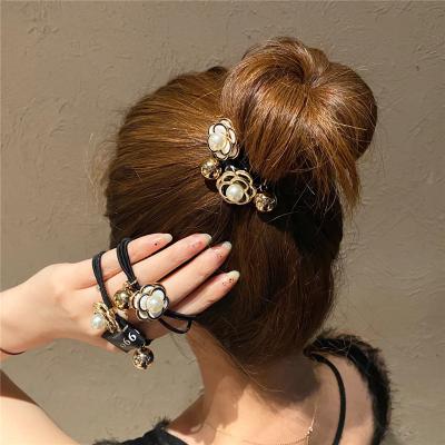 China Camellia Hair Tie Elastic Band Ring Cute Girl Ponytail Head Rubber Rope Female Fashion Accessories Fashion Beads Korean Alloy CN; ZHE for sale