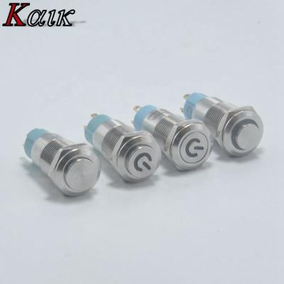 China Stainless Steel 12mm Mini Push Button Latching On Off Switches for sale