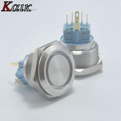 China 30mm Stainless Steel 220V Waterproof Push Button Switch With Wire for sale