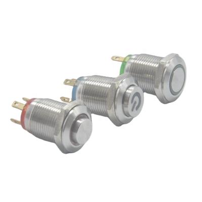 China Stainless Steel 4 Pin Waterproof 3V Green LED Touch Momentary Push Button Switch for sale