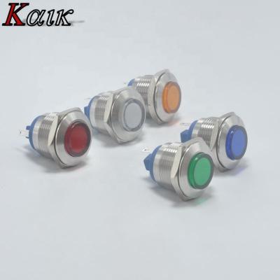 China Shell Pilot Custom Dash Signal Blue Lamp Stainless Steel LED 12v 19mm Warning Light Metal Convex Head for sale