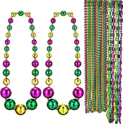 China Non-Toxic Party Supplies 32 Pcs/Set Mardi Gras Big Ball Beads Necklace For Festivals Parade Costume Events for sale