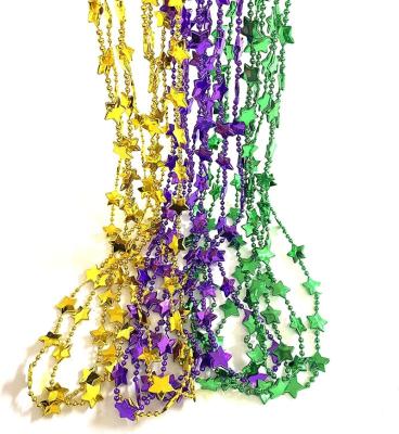 China Non-Toxic Mardi Gras Beads 12 Pcs Beaded Necklaces with Purple Green Gold Bead Costume Jewelry for Gifts Costume Accessories for sale