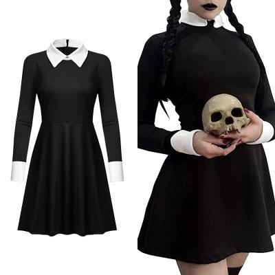 China Breathable Wednesday Addams Dress Cosplay Wednesday Costume Suits Black Dress Halloween Carnival Party Costume Role Play For Women Girls for sale