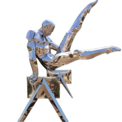 China Europe Athlete Running Metal Stainless Steel Figure Sculpture For Gymnasium Stadium Decoration Customized for sale