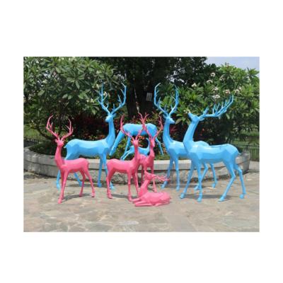 China Outdoor Europe Sika Deer Landscape Sculpture Garden Ornaments Abstract Animal Geometry Deer and Elk Decorations for sale