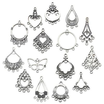 China Hot German Silver Retro Newest Classic Jewelry Classic Hollow-out Carved Connectors Plating Accessories For Earrings for sale