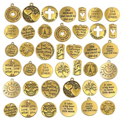 China Multiple Options Wholesale Custom Retro Alloy Metal Carving Letter Ornaments Retro Pendant for sale