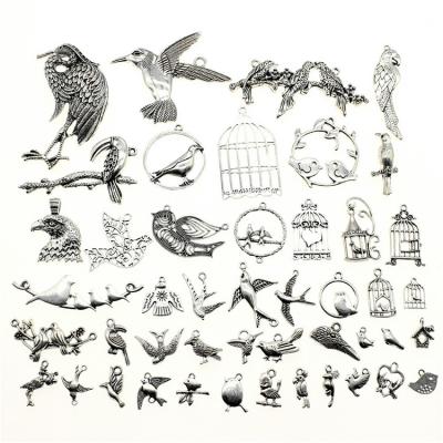 China Retro Factory Direct Sales Alloy Metal Anti-silver Bronze Retro Bird Charms Pendant Jewelry Making for sale