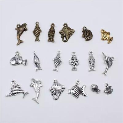 China Wholesale Custom Retro Multiple Options Fish Zinc Alloy Carving Series Charms Jewelry Accessories for sale