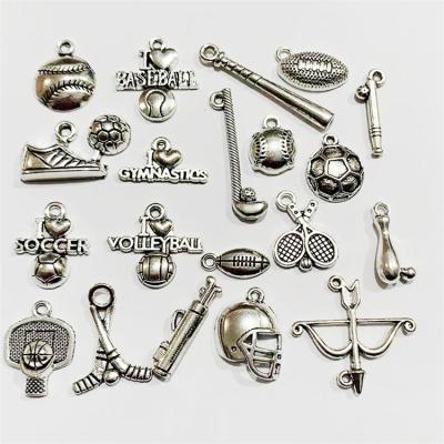 China Factory direct sales various retro styles alloy delicate metal sports fitness equipment charms pendant for sale