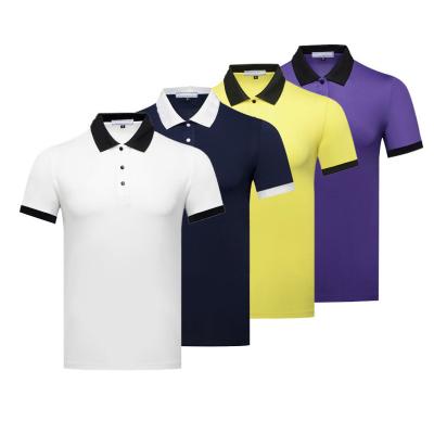 China QUICK DRY Mens 4 Color Contrast Ultimate Collar With Breathable Buttons Golf Polo Shirts With Logo for sale