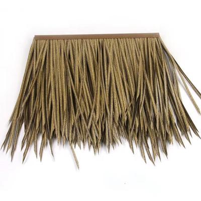 China Villa Roof Top PE Flame Retardant Artificial Plastic Synthetic Palm Leaves Thatching for sale