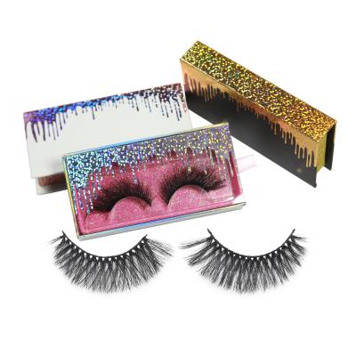 China 25-30 Times Hand Made Strip Reusable Full Lashes Fluffy 3d Faux Eyelashes Vendor Luxury Customize Faux Fur Eyelash Box for sale