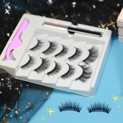 China Pen Eyelashes 5 Magnets Mink Synthetic Magnetic Lashes With Magnetic Eyeliner Kit 10 Pairs Private Label Packing for sale