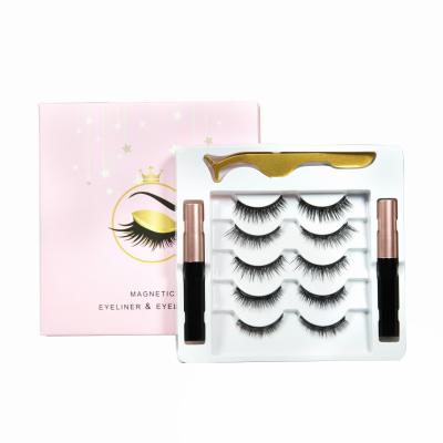 China Long St FANTASY 3D Natural Synthetic Magnetic Eyelashes With Eyeliner Kit Private Label Packaging Box Lashes Wholesale Custom for sale