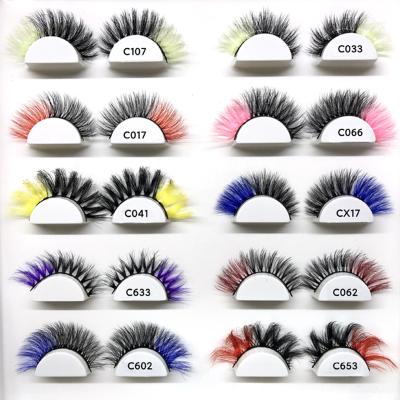 China Free Sample 3d Strip False Eyelash Thick Colored Mink Rainbow Eyelash With Custom Pack for sale