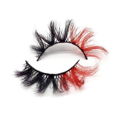 China Real Thick Colored 3D Mink Strip Eyelash 5D Eyelash Rainbow Halloween Party Eyelash With Custom Package for sale