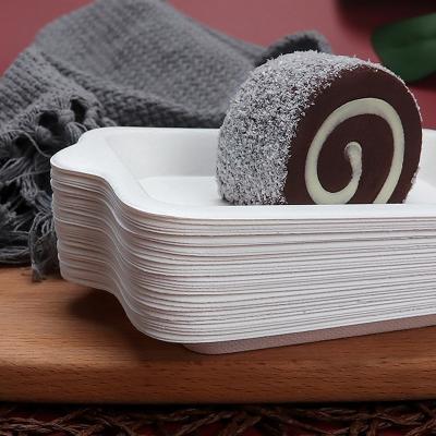 China New Style Bagasse Pulp Cake Stand Size Square Disposable Dessert Dish Degradable Tableware Set Knife Fork Spoon Knife Fork for sale