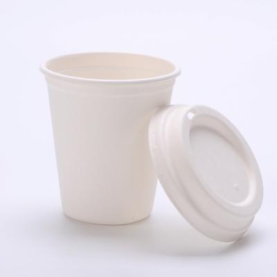 China Biodegradable Sugar Cane Bagasse Pulp Cup Soup Drinks Biodegradable Compostable Coffee With Lid for sale