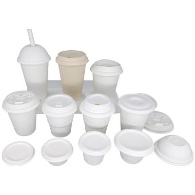 China Custom Made Biodegradable Compostable Paper Pulp Disposable Bagasse Bagasse Hot Cold Tea Coffee Coffee Mug With Lid for sale