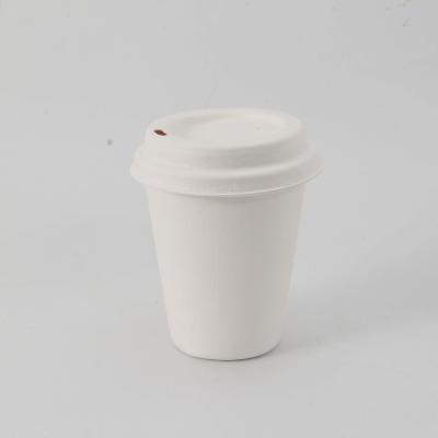 China Solid Color Simple Biodegradable 8 Ounce Disposable Sugarcane Bagasse Paper Cup With Lid For Juice Cola Coffee for sale