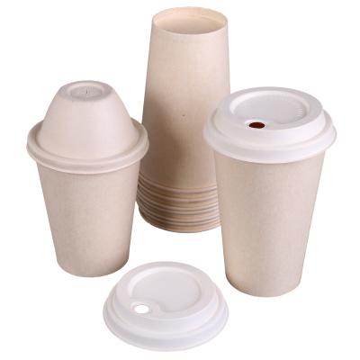 China Eco-friendly Biodegradable Disposable Sugar Cane Bagasse Paper Pulp Bagasse Drinking Cup Disposable Coffee Cups With Lids for sale