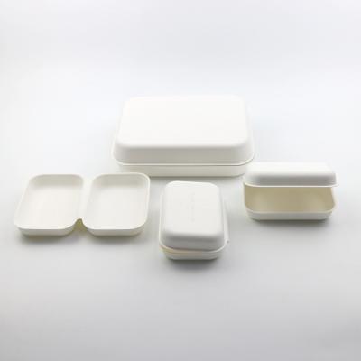 China Recycled Materials Custom Printing Sugarcane Fiber Bagasse Pulp Molded Clamshell Box 100% Biodegradable Bagasse Packaging Cosmetic Box for sale