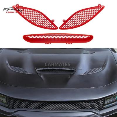 China CARMATES Car Grilles Red Hood Bezel Front Grills Kit 68202462AD 68202581AC 68202580AB for Dodge Charger GT SRT Hellcat 2015-2020 ChargerSRT(SRT8 for sale