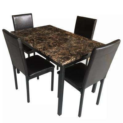 China Adjustable (height) Modern Design Cheap Dining Room Furniture Top Black Dining Table 6 Seats  Metal Legs Glass Style Type for sale