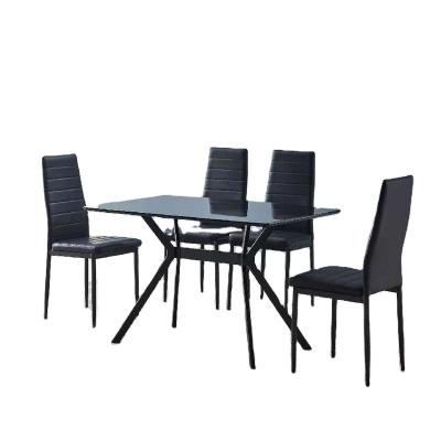 China Modern design home furniture Modern Design Cheap Dining Room Furniture Top Black Dining Table 4 Seats Dining Room Table Set for sale