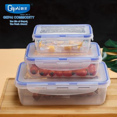 China Microwavable Plastic Container Rectangle Food Storage Kitchen Set 3 Piece Airtight Microwave for sale