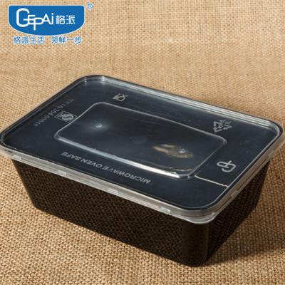 China Recyclable Black Rectangular Disposable Plastic Food Container for sale