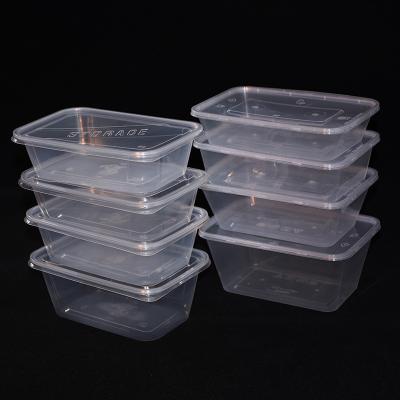 China Wholesale 500ml 650ml 750ml 1000ml Rectangle Microwavable Plastic Food Containers With Lid for sale