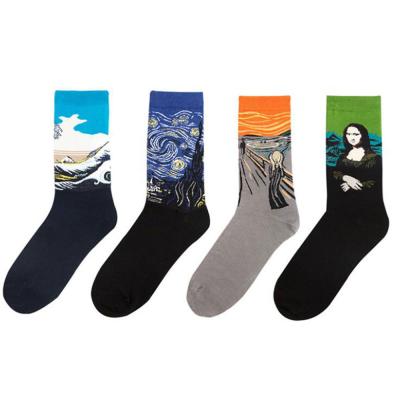 China Retro New Model 3D Antibacterial Printing Mona Lisa Personality In Colorful Long Socks for sale